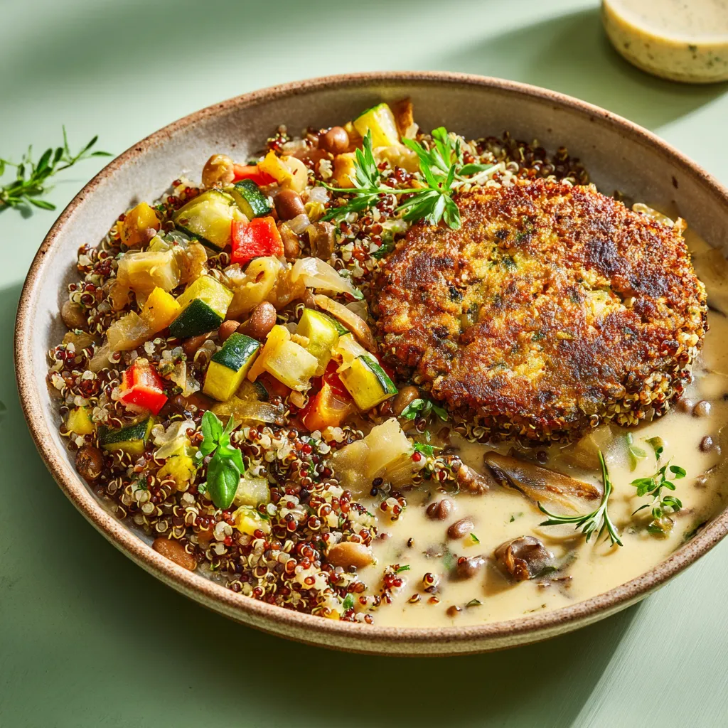 [5674] Galette de haricot azuki, quinoa,brunoise provencale et fondue de poireau