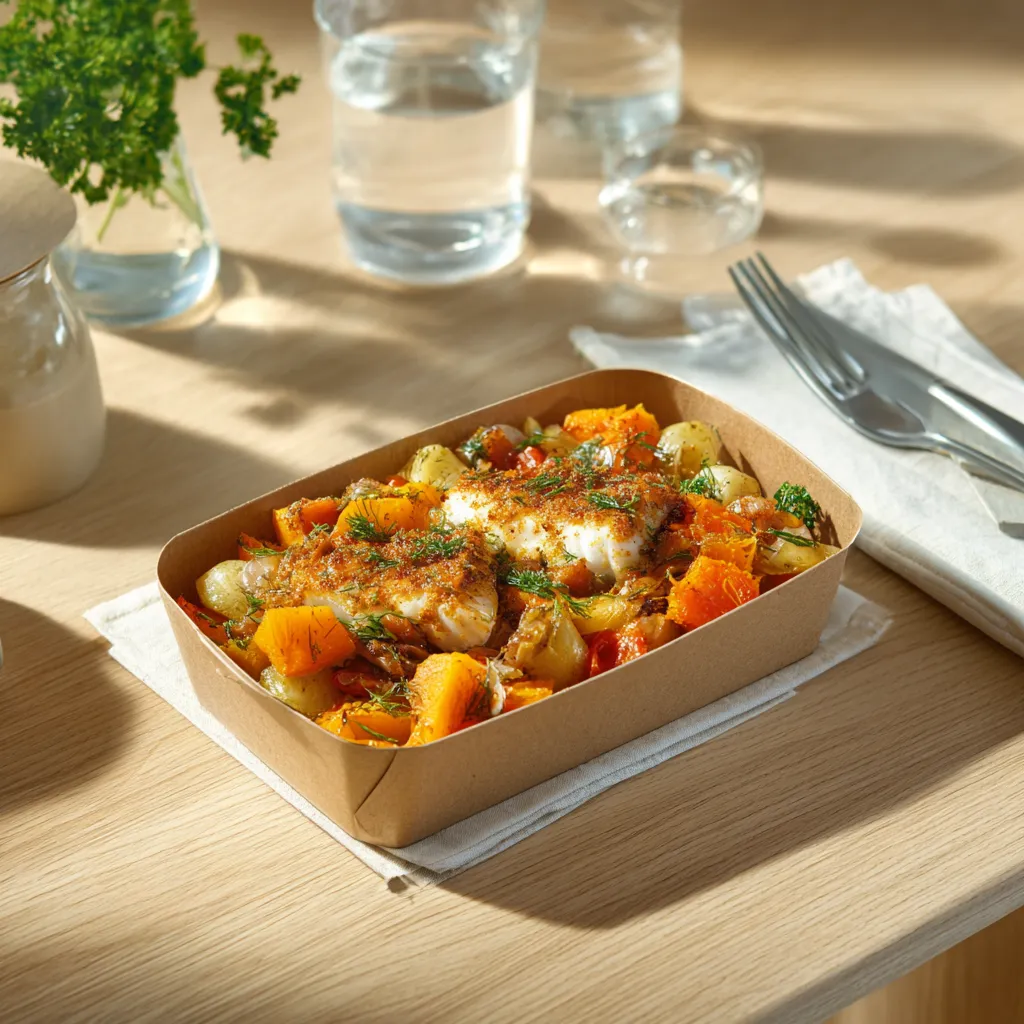 [2061] Colin à l'aneth, purée de panais et butternut rôti
